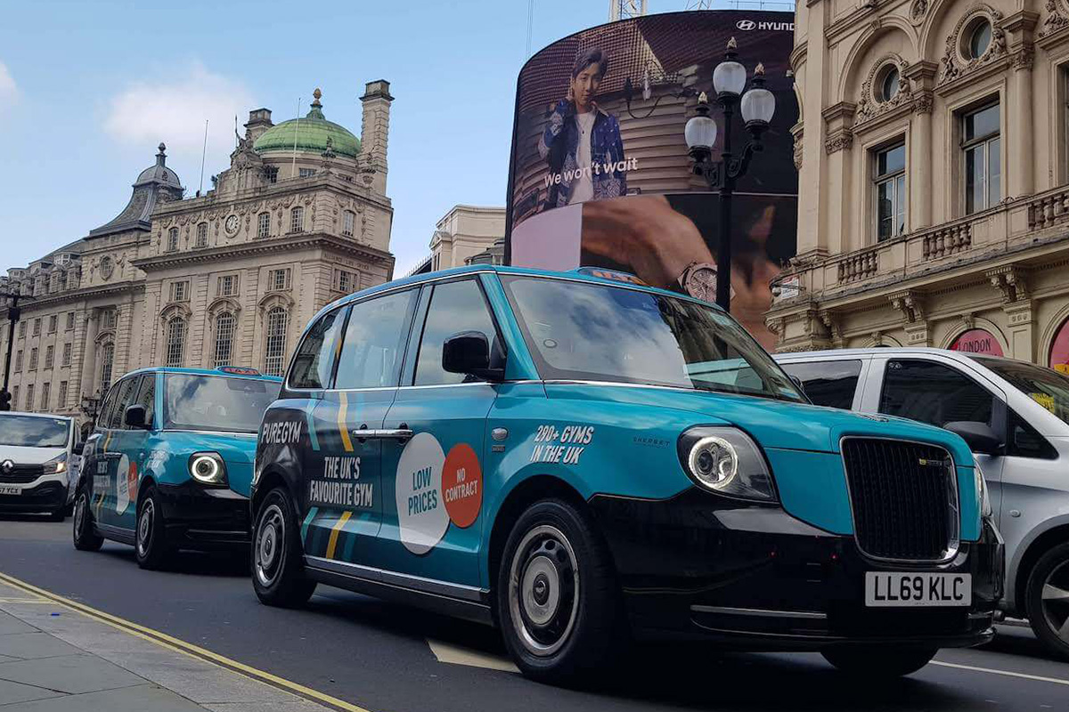 London Taxi Advertising. Pure Gym example campaign.