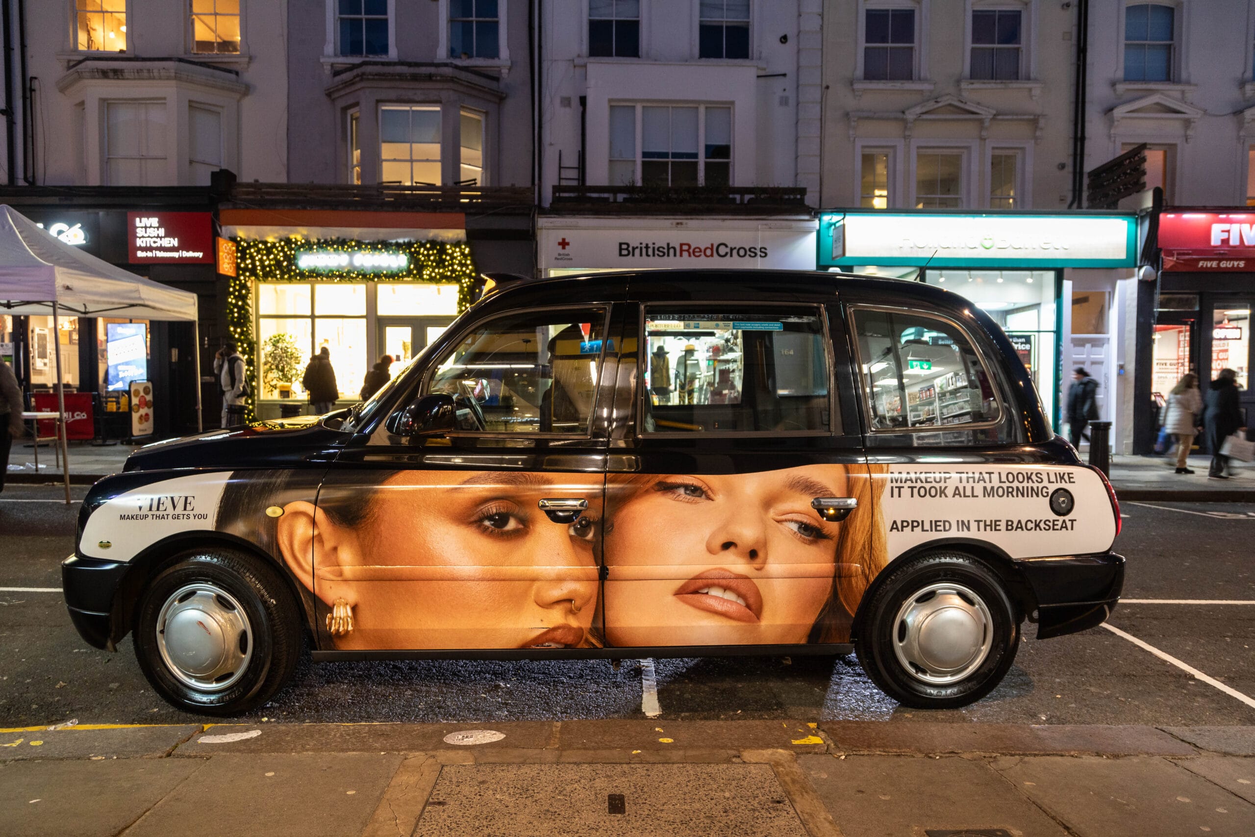 Example of taxi superside advertising from a campaign with VIEVE in London.